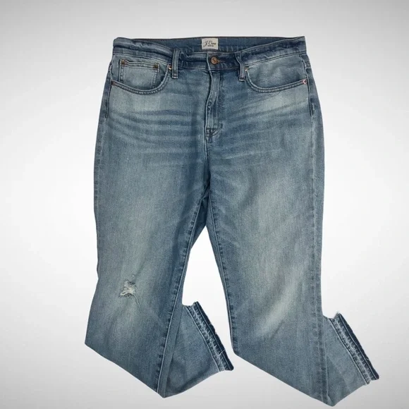 J Crew Light Wash Ripped Slim Boyfriend Jeans Size 29 High Waist - Picture 3 of 13